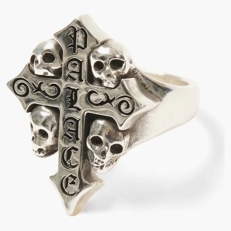 Palace TGF Skull Cross Ring Silver
