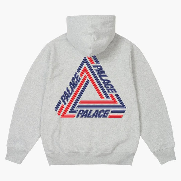 Palace Tri-Line Hood Grey Marl