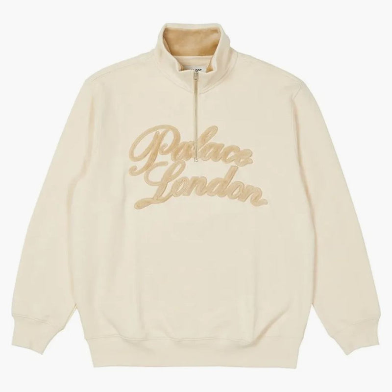 Palácový velur 1/4 zip bunda ecru
