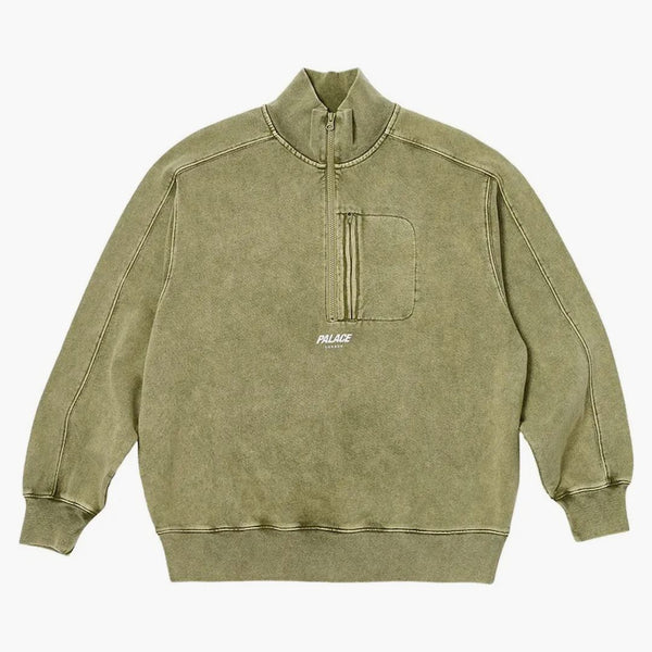 Palác umyl Terry 1/2 zip trychtýř tmavě zelené