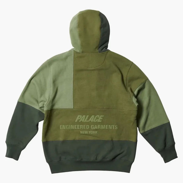 Palác x inženýrské oděvy těžký patchwork zip kapuce olive
