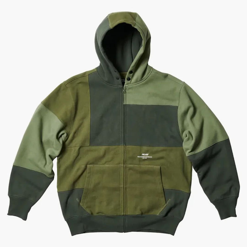 Palác x inženýrské oděvy těžký patchwork zip kapuce olive