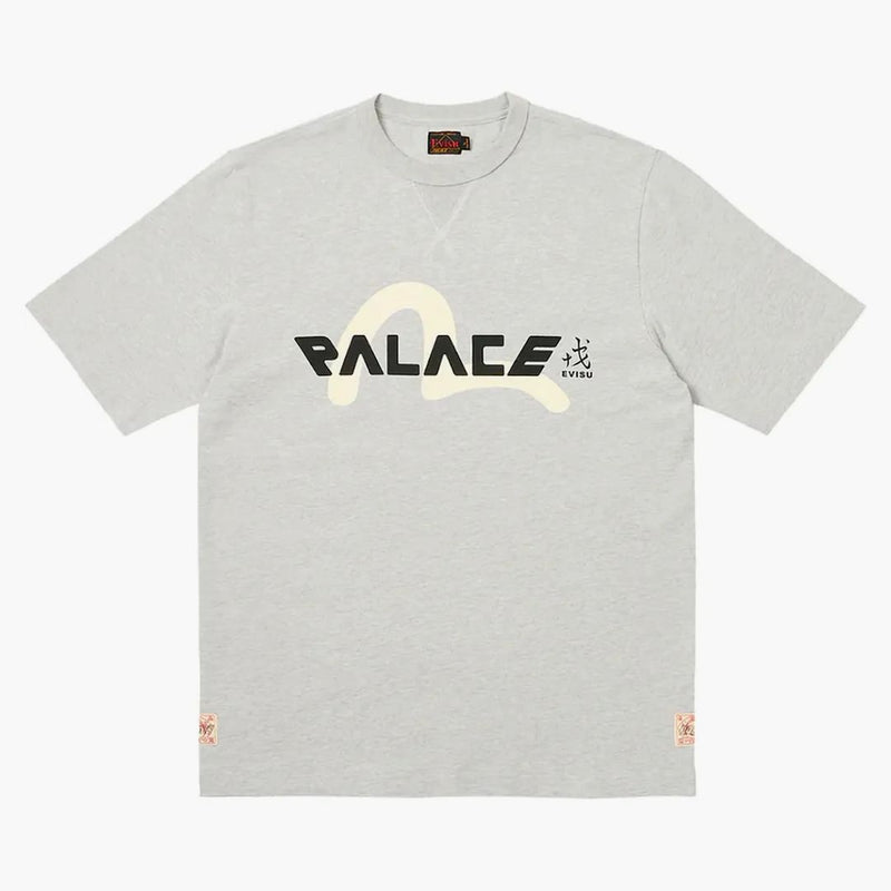Palace X Evisu Logo T-Shirt Gray Marl