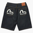 Palace x evisu długie dżinsowe krótkie surowe