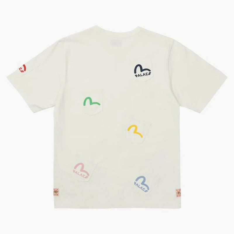 Palace X Evisu Multi Pocket T-Shirt Egret