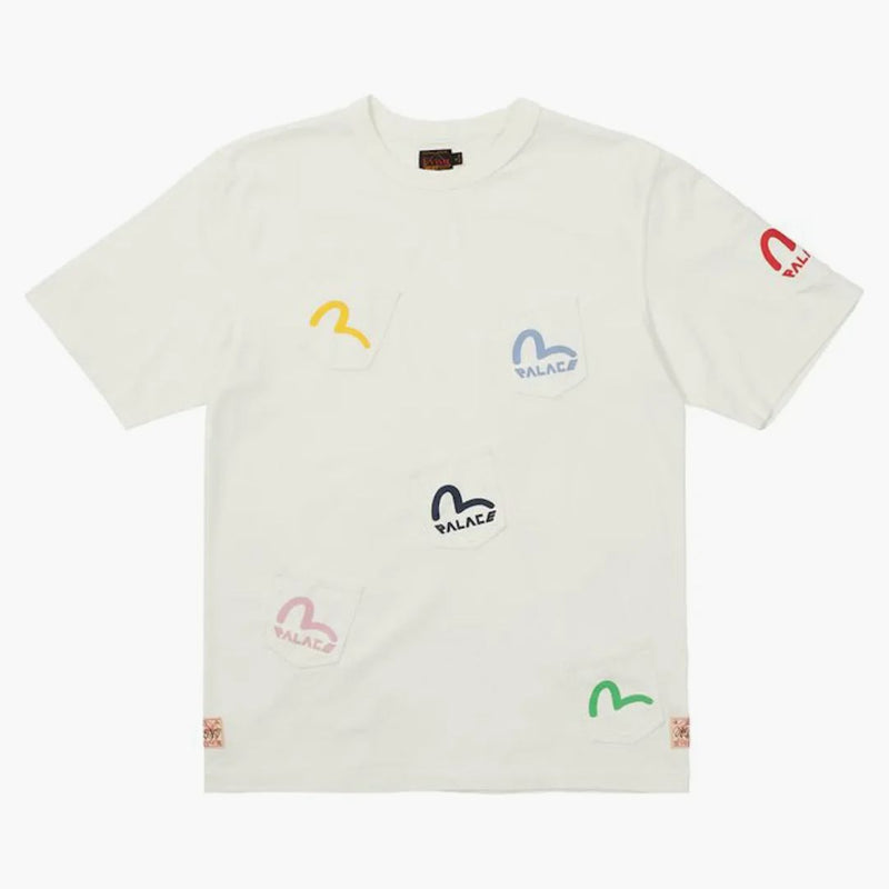 Palace X Evisu Multi Pocket T-Shirt Egret