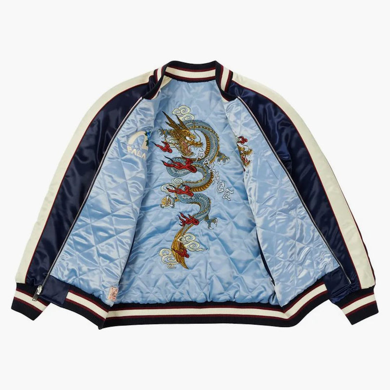 Palác x evisu reverzibilní bunda suvenýru modrá/růžová