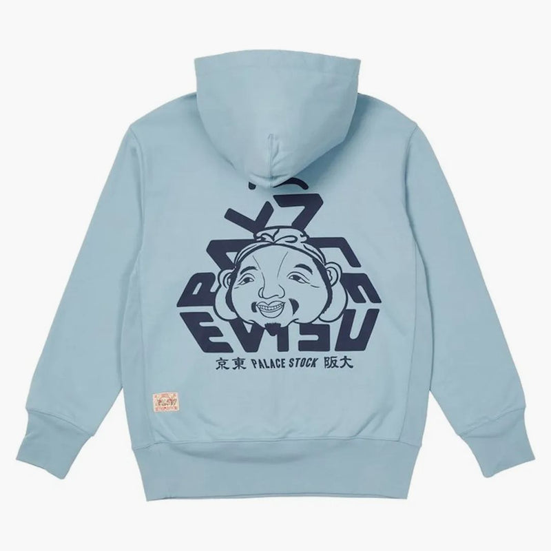 Palace x Evisu Tri-Godhead Hood Dusty Blue
