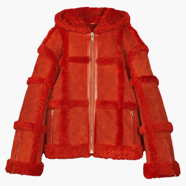 Palace x Gucci Alover GG Relissing Shearling Jacket Red