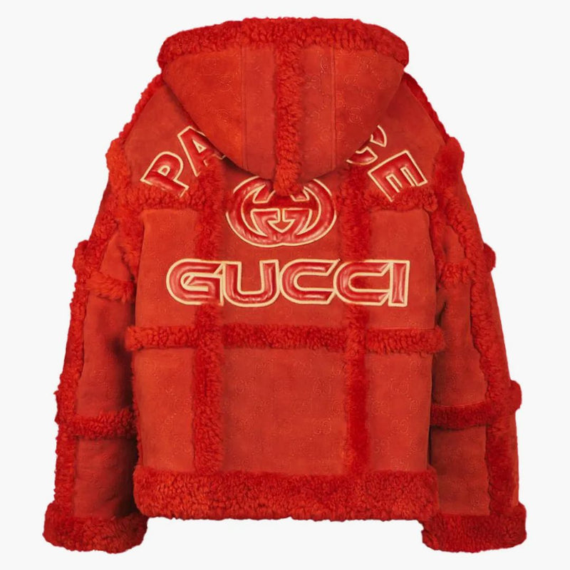 Palace x Gucci Alover GG Relissing Shearling Jacket Red