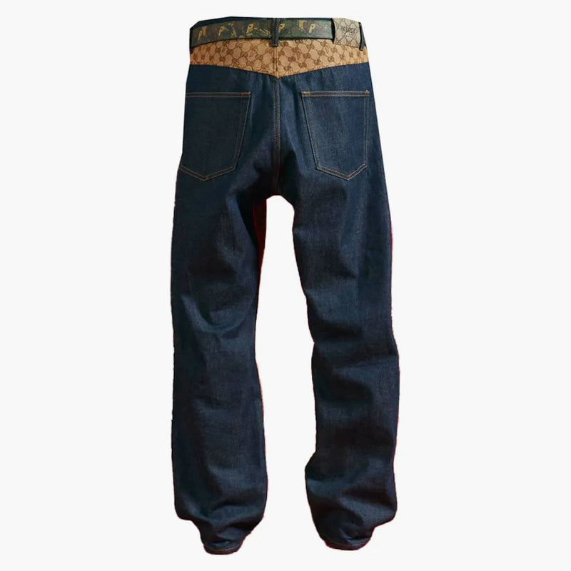 Palace X Gucci Gg-p Pattern Baggy Jean Dark Blue Denim