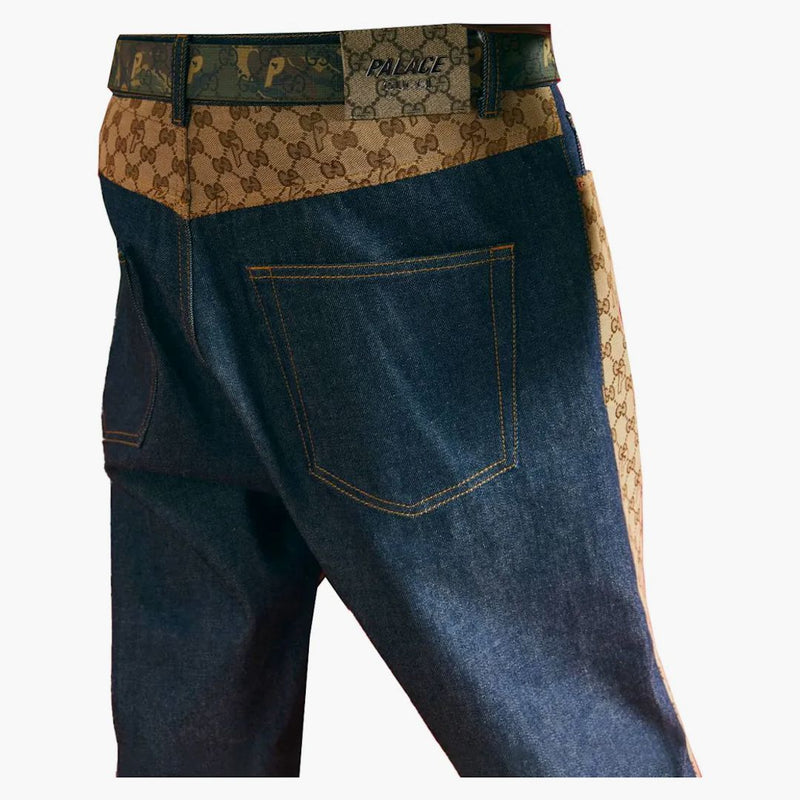 Palace X Gucci Gg-p Pattern Baggy Jean Dark Blue Denim