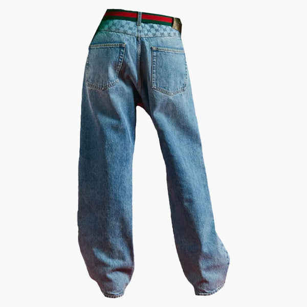 Palace X Gucci Gg-p Pattern Baggy Jean Light Blue Denim