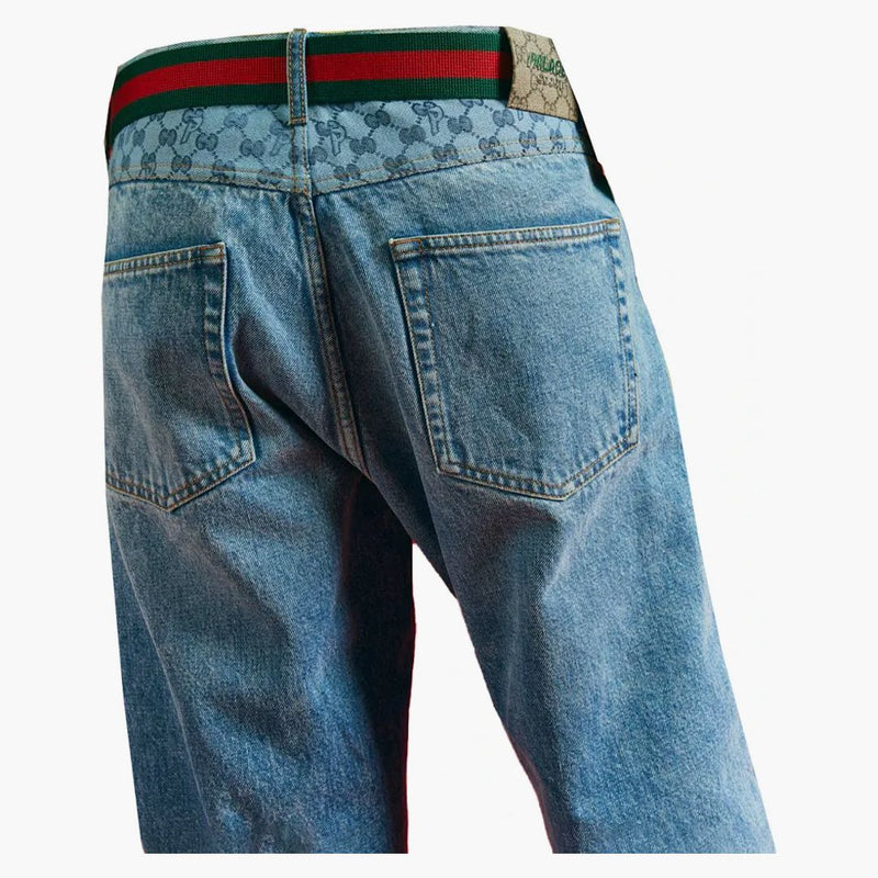 Palace X Gucci Gg-p Pattern Baggy Jean Light Blue Denim