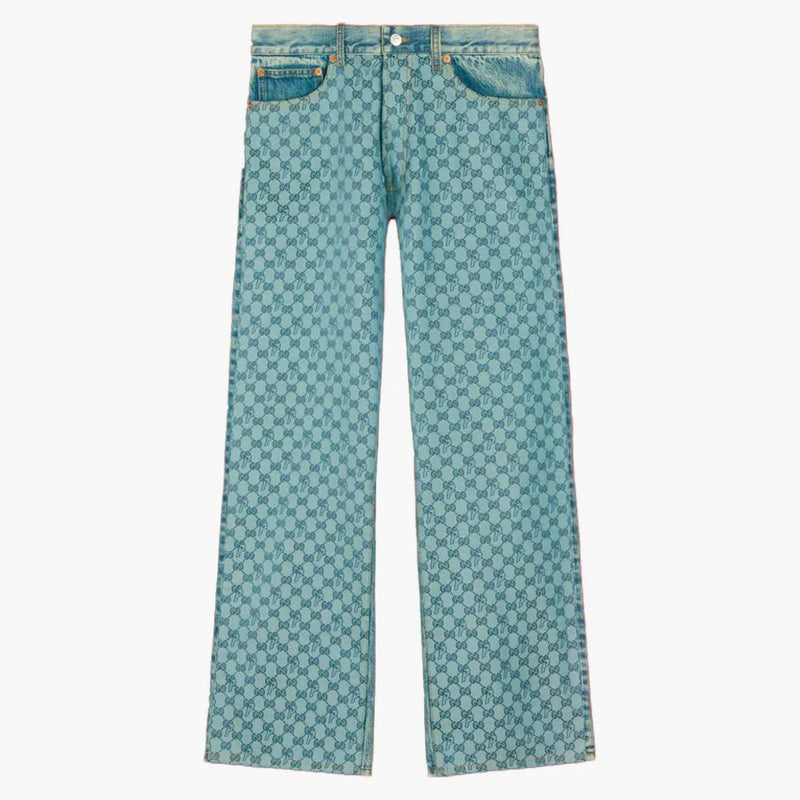Palace X Gucci Gg-p Pattern Baggy Jean Light Blue Denim
