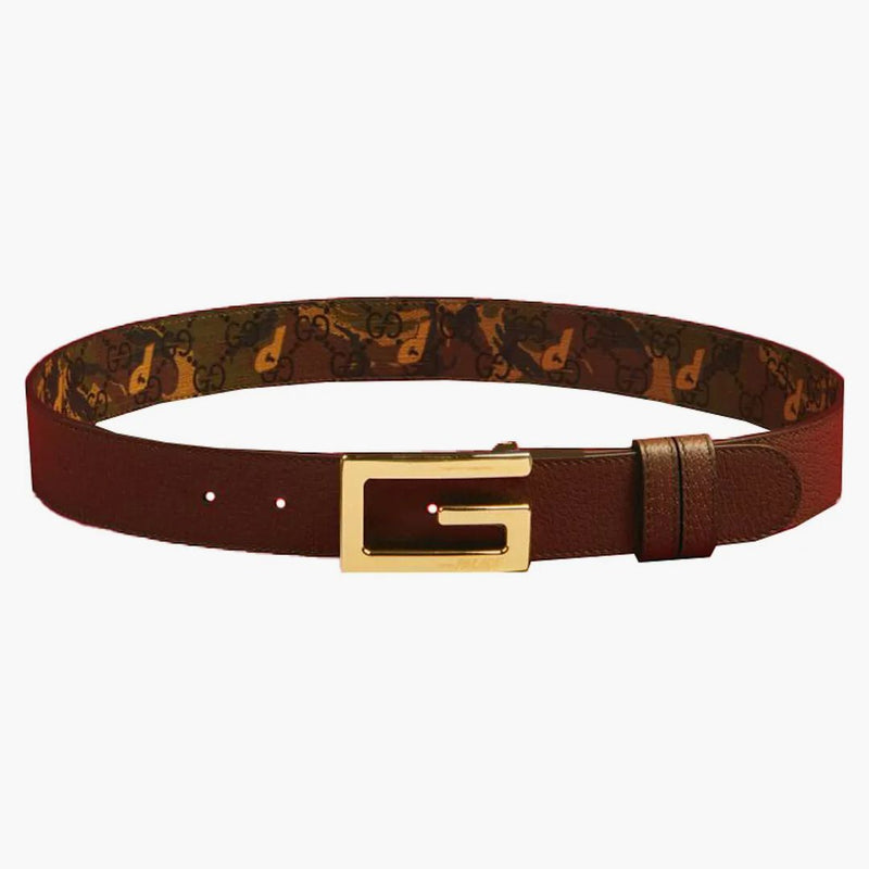 Palace x Gucci GG-P Supreme G quadrata a cintura reversibile camuffamento/marrone