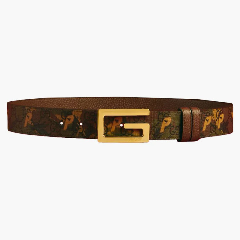 Palace x Gucci GG-P Supreme G quadrata a cintura reversibile camuffamento/marrone