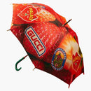 Palace X Gucci Strawberry Print Leather Handle Rain Umbrella Red