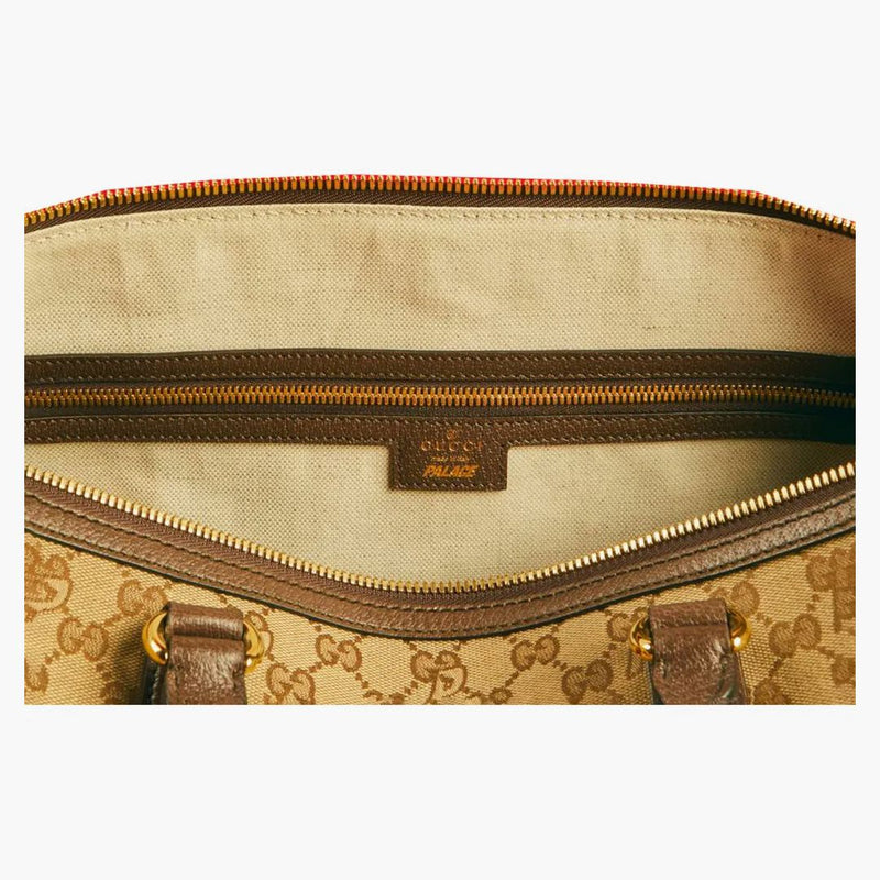Palace X Gucci Triferg Canvas Gg-p Duffle Bag Beige/ebony