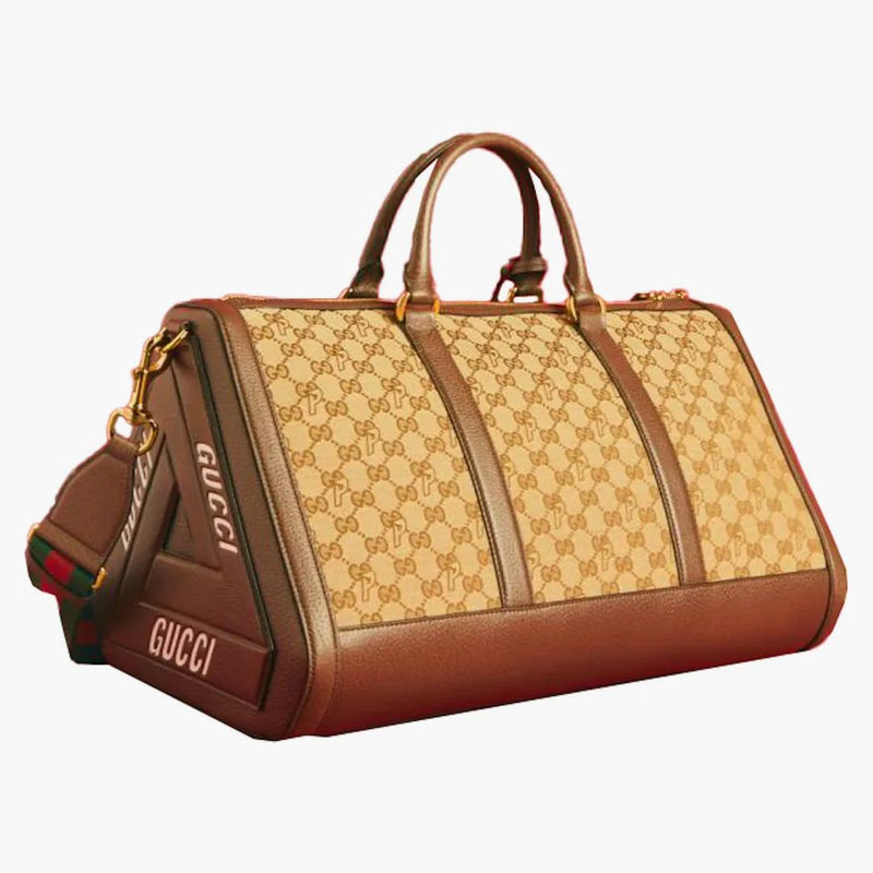 Palace X Gucci Triferg Canvas Gg-p Duffle Bag Beige/ebony