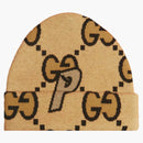 Palace X Gucci Wool Large GG-P Beanie Beige/Ebony