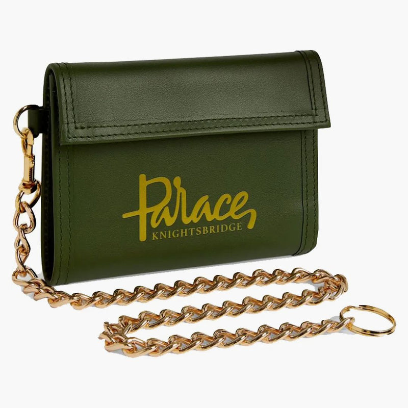 Palác x Harrods Leather Logo Chainte Wellet Green