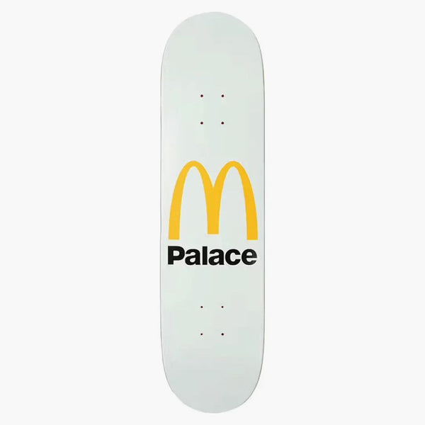 Palacio x McDonald's Logotipo de skateboard cubierta blanca