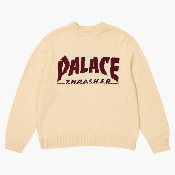 Palác x thrasher pletené bílé