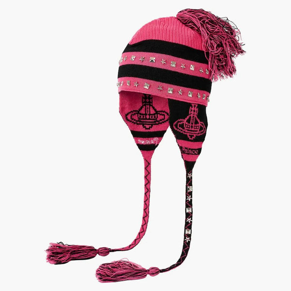Palace x Vivienne Westwood Orb Knit Earflap Beanie Pink/Black