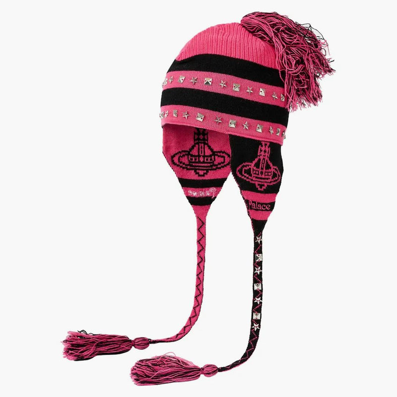 Palace x Vivienne Westwood Orb Orb Knit Earflap Beanie Pink/Black