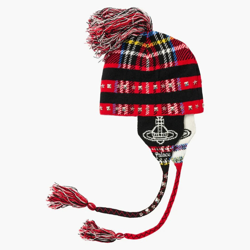 Palace X Vivienne Westwood Orb Knit Earflap beanie tartan