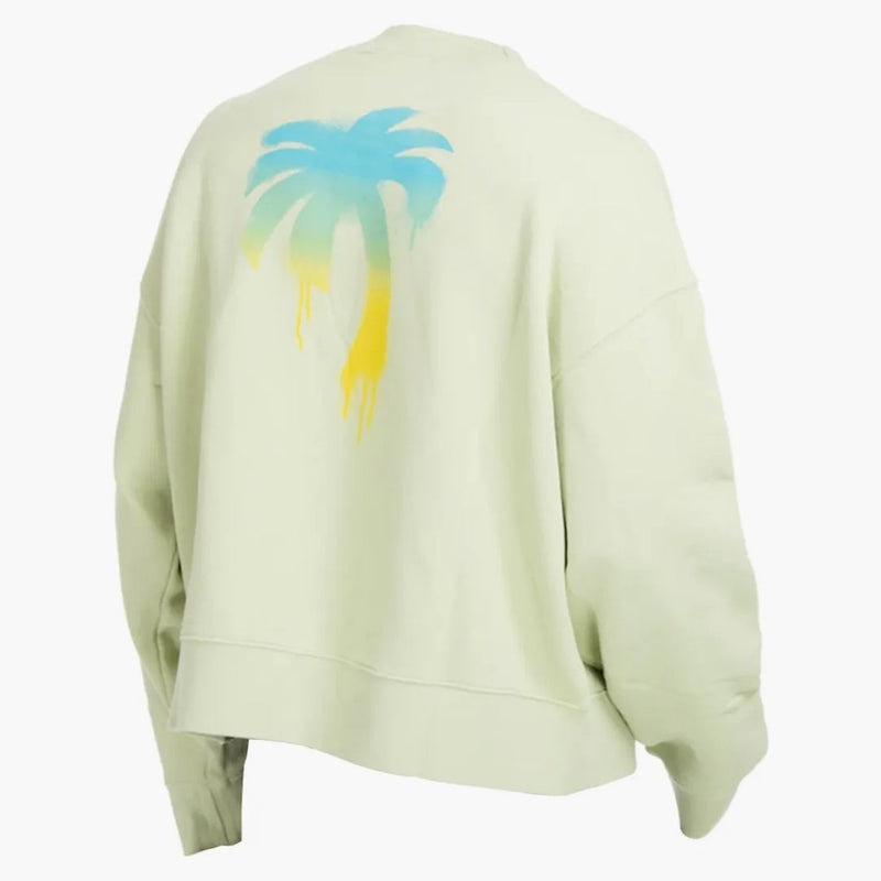 Palm Angels Back Spray Palm Empoidered Logo Crew Pot Mint Green