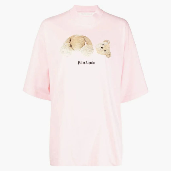 Palm Angels Bear-Print Cotton tričko světle růžové