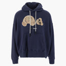 Palm Angels Bear Print Sprayed Logo Hoodie Navy Blue/brown