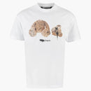 Palm Angels Bear Print Sprayed Logo T-Shirt White/Brown