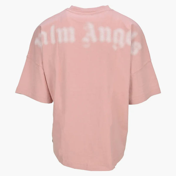 Palm Angels rozmazané logo nadměrné tričko s lilkou bílé