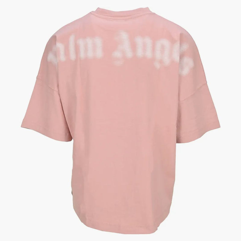 Palm Angels rozmazané logo nadměrné tričko s lilkou bílé