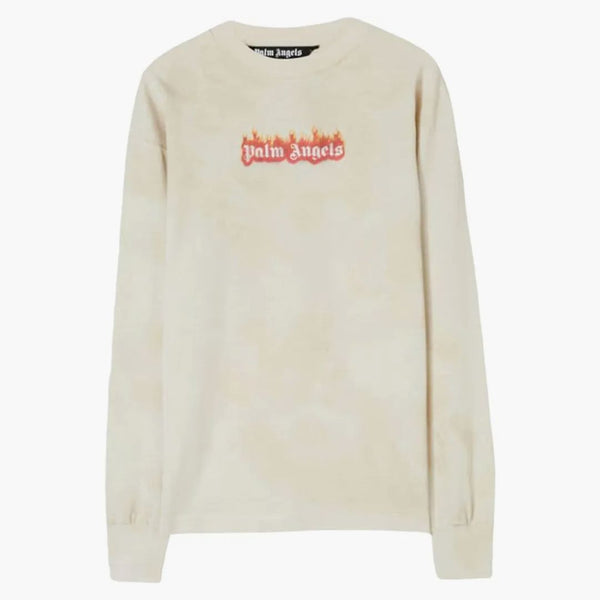 Palm Angels Burning Logo Classic Longsleeve tričko z bílé/černé (FW22)
