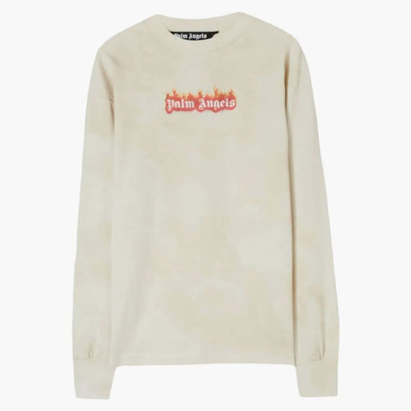 Palm Angels Burning Logo Classic Longsleeve tričko z bílé/černé