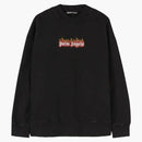 Palm Angels Burning Logo Print Distosed Mikina černá/bílá