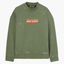 Sudadera de logotipo de Palm Angels Burning militar/blanco