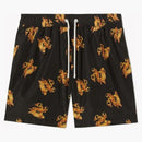 Palm Angels Burning Monogram Swim Shorts Black/Gold