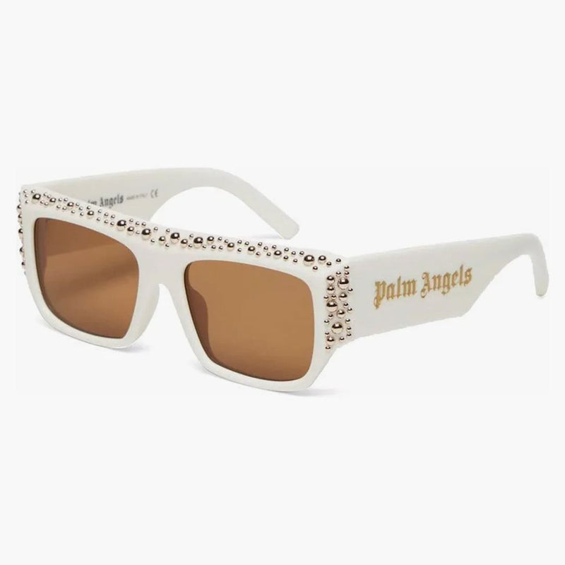 Palm Angels Casablanca Studded Square Frame Sluneční brýle Bílé/karamel (peri008s22Pla0010160)