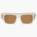 Palm Angels Casablanca Studded Square Frame Sunglasses White/Caramel (Peri008S22Pla0010160)