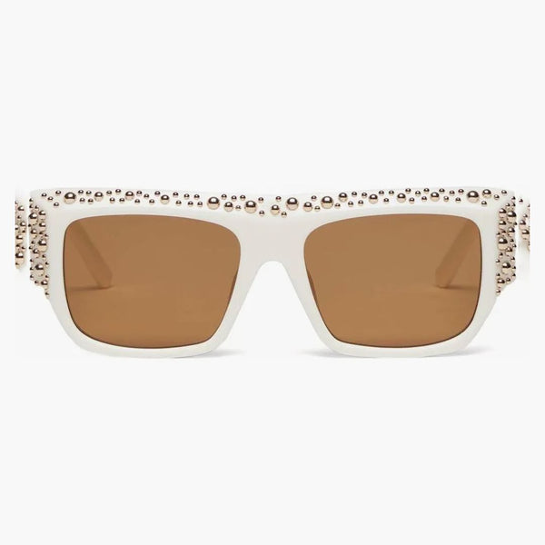 Palm Angels Casablanca Studded Square Frame Sluneční brýle Bílé/karamel (peri008s22Pla0010160)