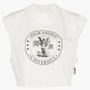 Palm Angels College Logo Print Muscle T-shirt Cream White