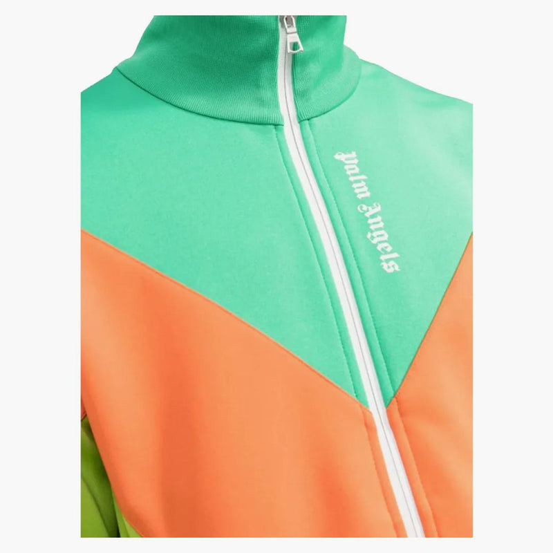 Palm Angels Colorblock Track Jacket Forest Green/orange/lime Green