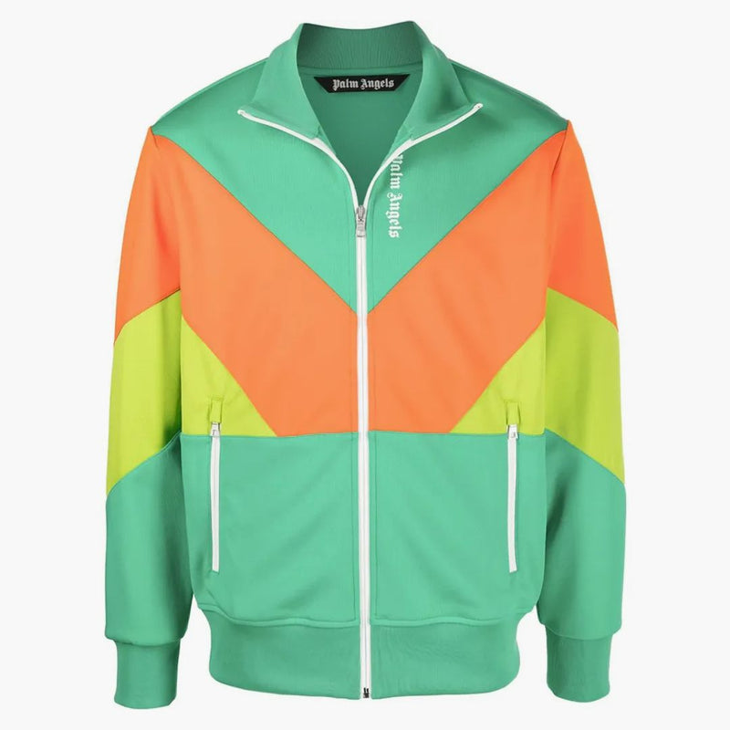 Palm Angels Colorblock Track Jacket Forest Green/orange/lime Green