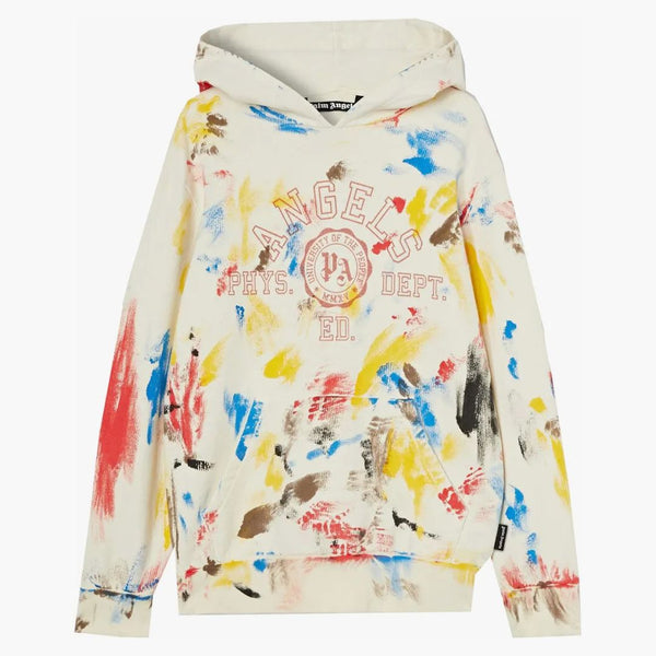 Palm Angels maloval vysokoškolskou mikinu z bílé/červené