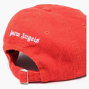 Palm Angels Corduroy Embroidered Logo Cap Red White